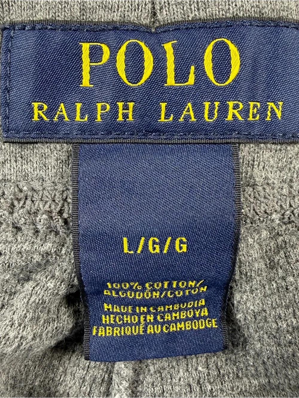 Polo Ralph Lauren Gray Men's Jogger Sweat Pants Sleep Wear White Pony L Waffle